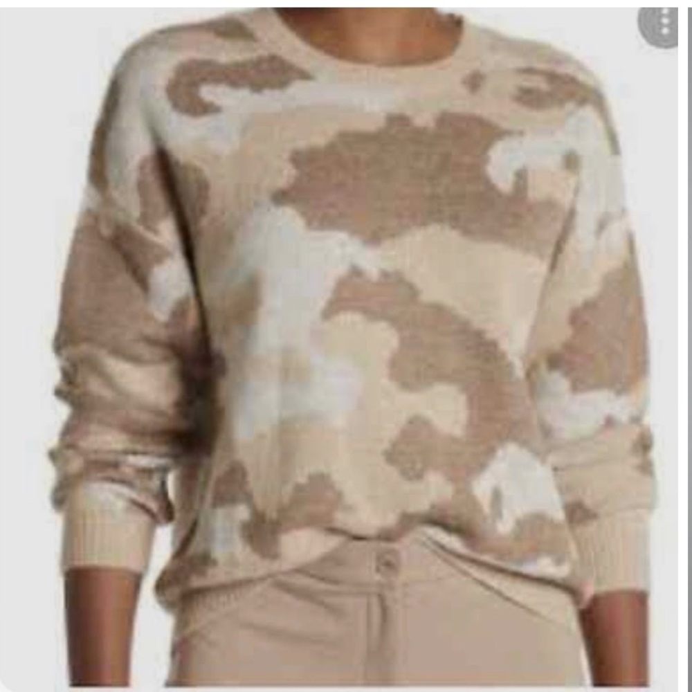 Lucky Brand Crew Neck Sweater Beige Camo Size Medium Orig $80, worn once